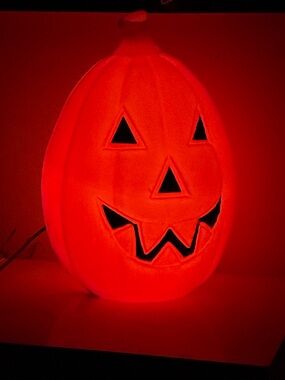 Vintage 21" Blow Mold Plastic Pumpkin Halloween Decor Works